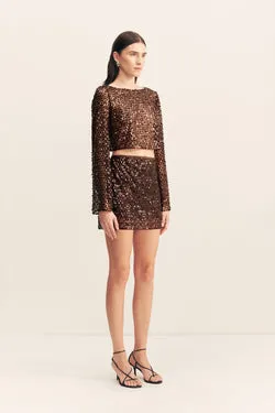 EVERLY MINI SKIRT - CHESTNUT