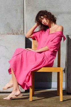 DEVOILE SHIRT DRESS - RASPBERRY