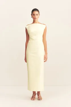 OTIS DRAPED HIGH NECK MIDI DRESS - YUZU