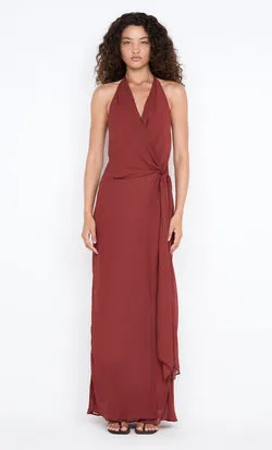 SONEVA WRAP DRESS - RUST