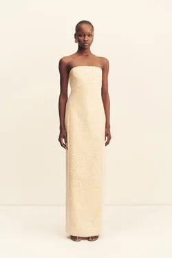 ELUNA PANELLED SEQUIN MAXI DRESS - MACADAMIA