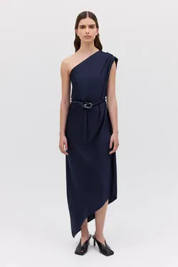 NAVY SATIN CREPE IBIZA DRESS