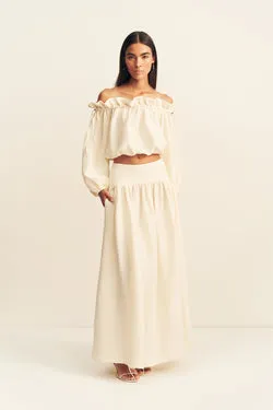 JASPER LINEN BLEND MAXI SKIRT - RESIN