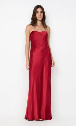 CINDER STRAPLESS MAXI DRESS - CHERRY