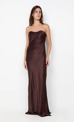 CINDER STRAPLESS MAXI DRESS - DARK CHOCOLATE