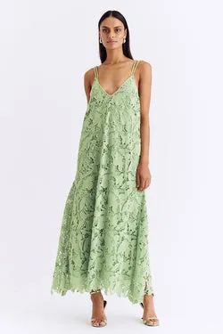 Eve A-line Lace Maxi Dress - Green