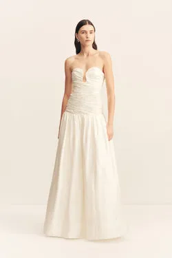 LUCERO SILK PLEATED DROP WAIST GOWN