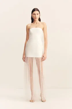 DEWDROP CONTRAST STRAPLESS MAXI DRESS