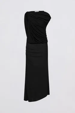 BLACK CRINKLE TUMBLE DRESS