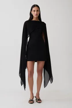 Triana Chiffon Overlay Mini Dress - Black