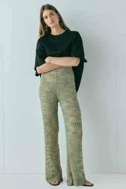 Aliya Knit Flare Pants Khaki