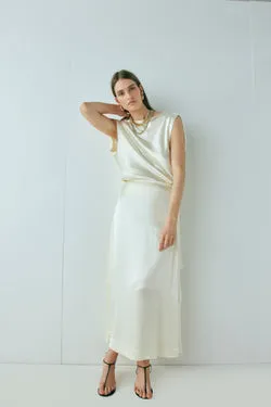 Luel Satin Maxi Skirt Cream