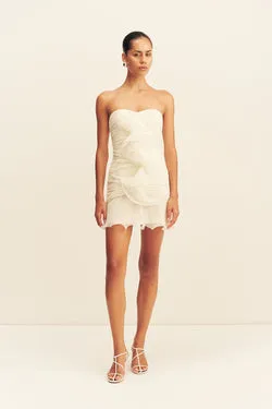 FEDERICK PLEATED RUFFLE MINI DRESS - IVORY
