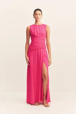 AYLAH SIDE SPLIT MAXI DRESS - FUCHSIA