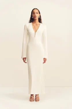 ABY PLUNGED JERSEY MAXI DRESS - IVORY