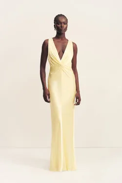 LA LUNE LOW TWIST MAXI DRESS - LEMON
