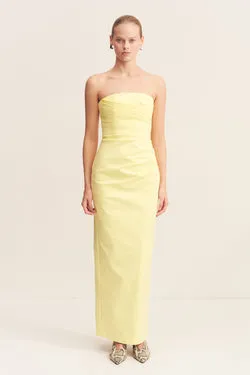 LANI STRAPLESS DRAPED MAXI DRESS - LEMONADE