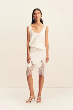 LUCIA LACE KNEE LENGTH SKIRT - IVORY