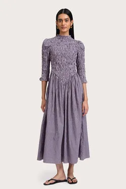 Ana Midi Dress - Black Blush Gingham