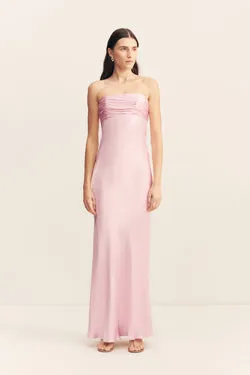 LA LUNE STRAPLESS RUCHED BODICE MAXI DRESS - BLOSSOM