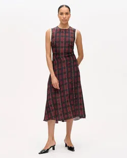 Atina Dress (Dark Red Check)