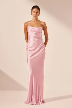 LA LUNE LACE BACK MAXI DRESS - PEONY