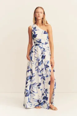 WILLA ASYMMETRICAL GATHERED MAXI DRESS