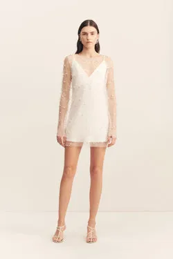 OPALINE SHEER PEARL MINI DRESS