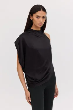 BLACK SATIN INFINITE TOP