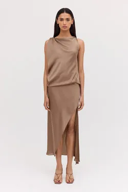 MUSHROOM CHIFFON OBLIQUE SKIRT