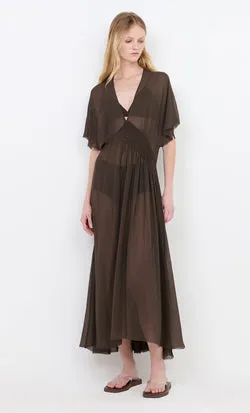 CASCADE MAXI DRESS - DARK CHOCOLATE