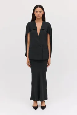 BLACK CREPE SUITING RAFAEL SKIRT