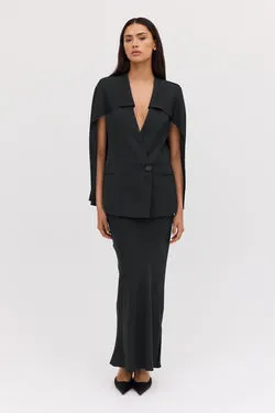 BLACK CREPE SUITING RAFAEL SKIRT