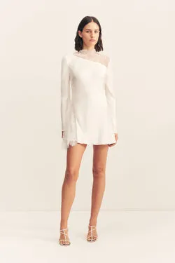 ALLEGRA LACE PANELLED MINI DRESS - IVORY