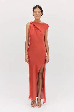 CORAL CHIFFON FORM DRESS