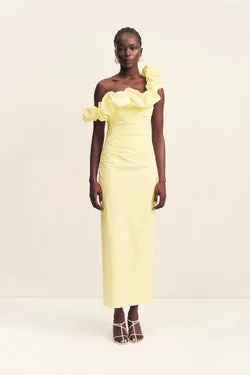 CAMPBELL RUFFLE DRAPED MAXI DRESS - LEMONADE