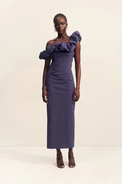 CAMPBELL RUFFLE DRAPED MAXI DRESS - MIDNIGHT