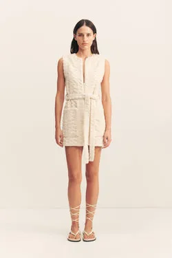 PAULINE ZIP FRONT MINI DRESS - BONE