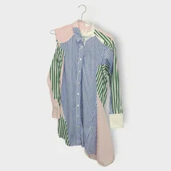 Stripe Asymmetrical Shirt Dress