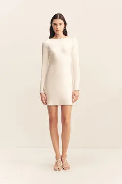 LA LUNE LONG SLEEVE BACKLESS MINI DRESS - CREAM