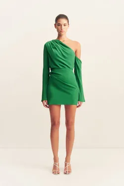 RIO OFF SHOULDER MINI DRESS - ABUNDANT GREEN
