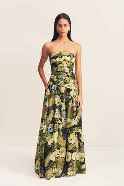 WEYES STRAPLESS TIERED MAXI DRESS