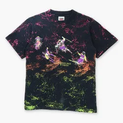 Vintage Wyoming 90s Ski Neon Paint Splatter T-Shirt USA Made (S)