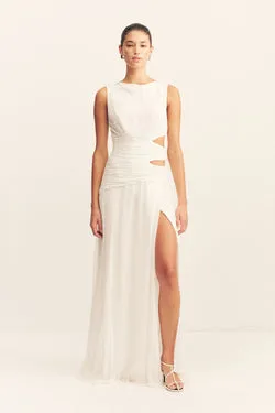 CLAUDE SIDE SPLIT MAXI DRESS - IVORY