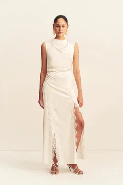ALLEGRA LACE PANELLED MAXI DRESS - IVORY