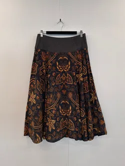 Brown Print Midi Skirt - size S