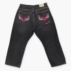 Vintage COOGI Y2K Embroidered Pocket Black & Red Denim Jeans (38x34)