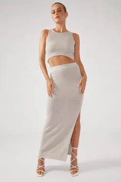 Perfect Stranger Soleil Knit Maxi Skirt Grey