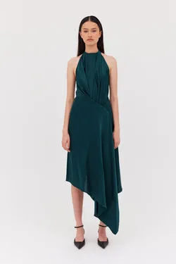 PETROL SILK ISABELLA DRESS