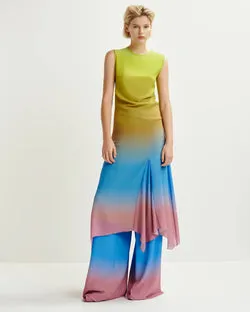 Tie-Dye Print Midi Dress (Yellow/Blue/Vintage Pink)